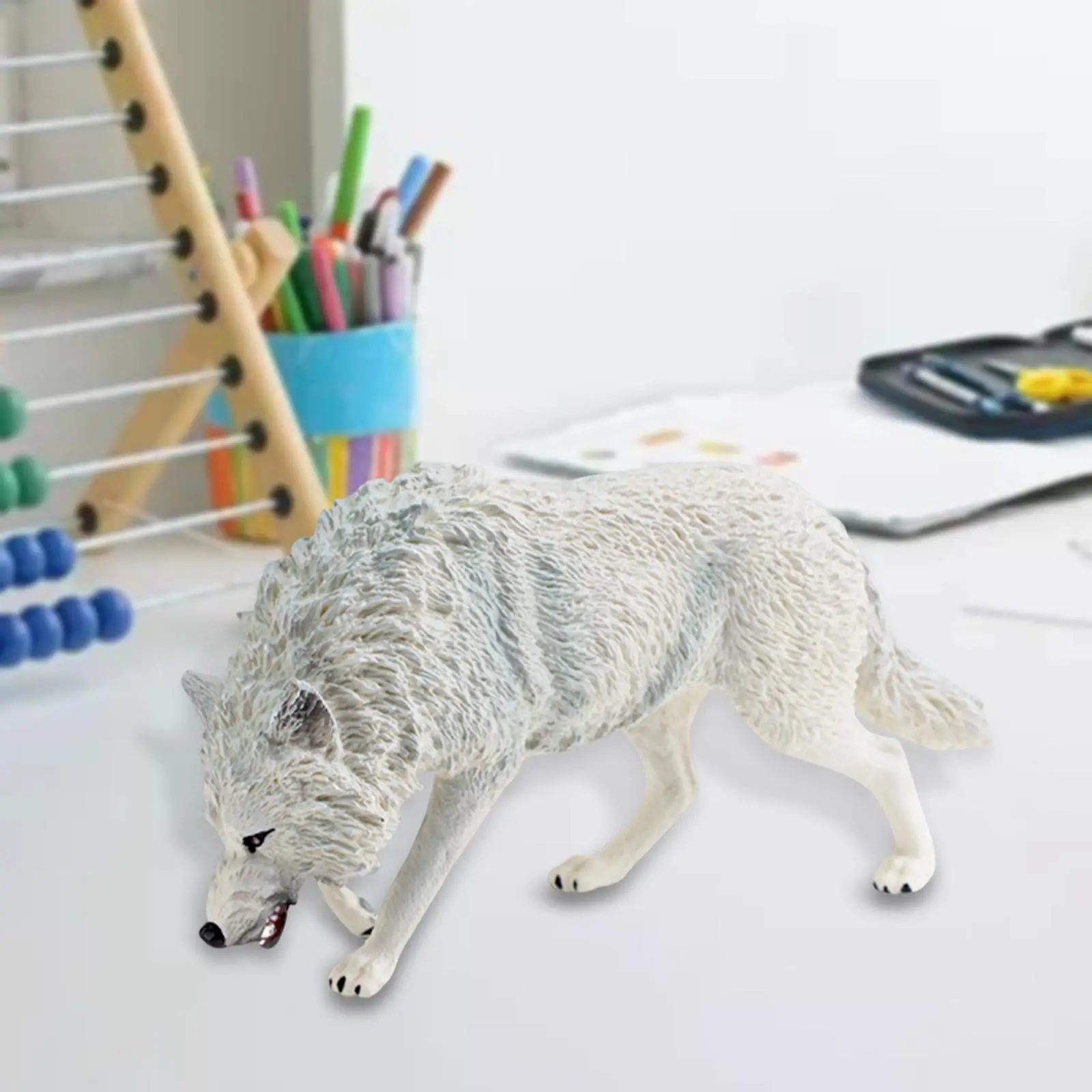 Mini Wolf Beeldje Home Decor Handgeschilderde Model Collectie Educatief Speelgoed voor