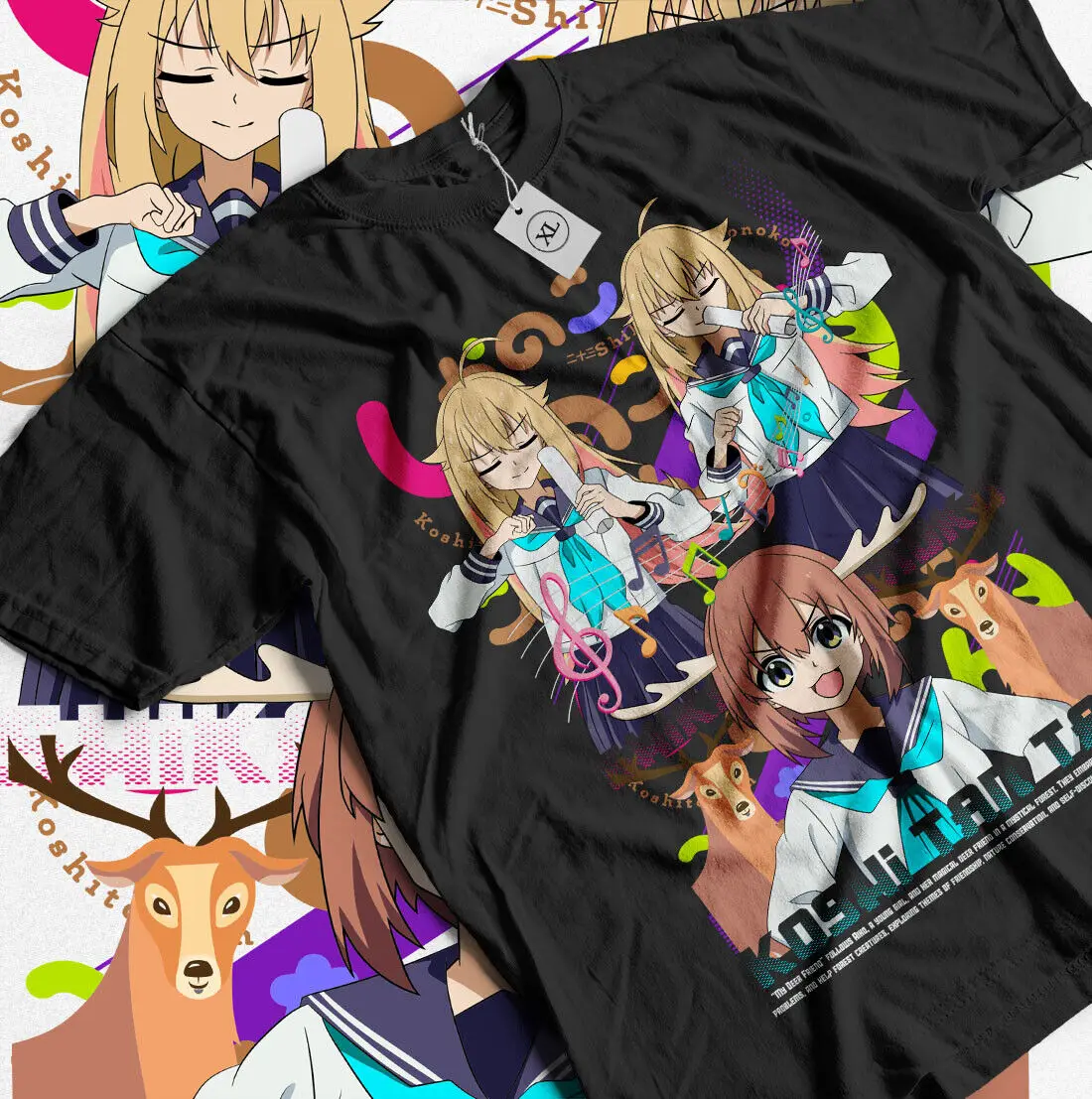 Shikanoko T-shirt Nokonoko Koshitantan Anime Girl Gift Shirt All Size