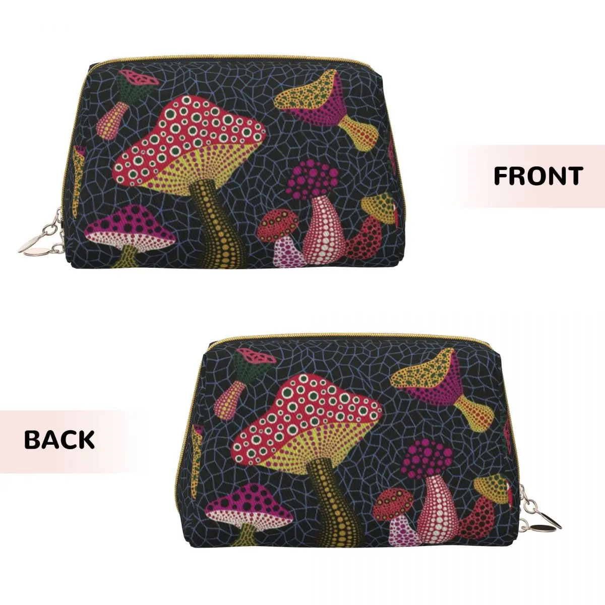 Yayoi Kusama Mushroom Makeup Bags Stylish Large Capacity Toiletry Storage Bag Accessories Women Zipper Toiletry Case