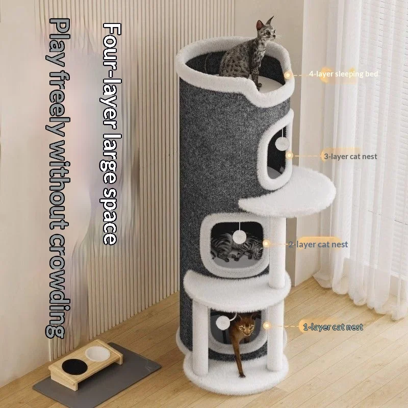 Árbol rascador para gatos lujo: cueva cálida y cama en torre - imagen 5