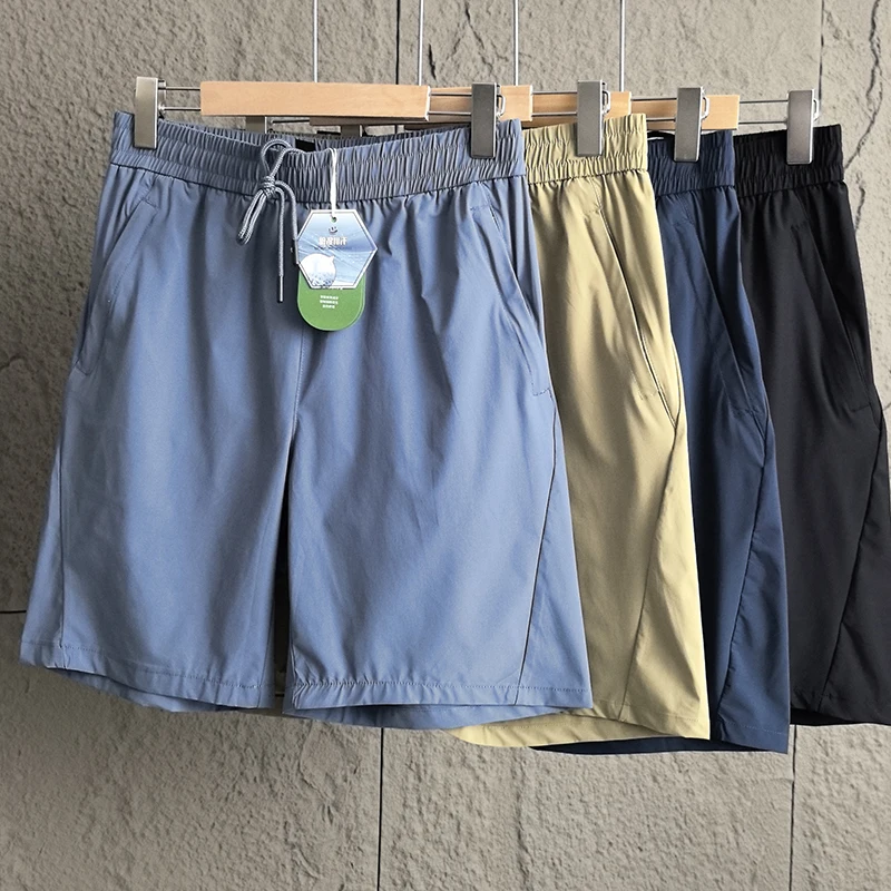 

Мужские спортивные шорты для активного отдыха, дышащие, быстросохнущие, свободного кроя, повседневные, летние, с эластичным поясом, из нейлоновой ткани, прямого кроя