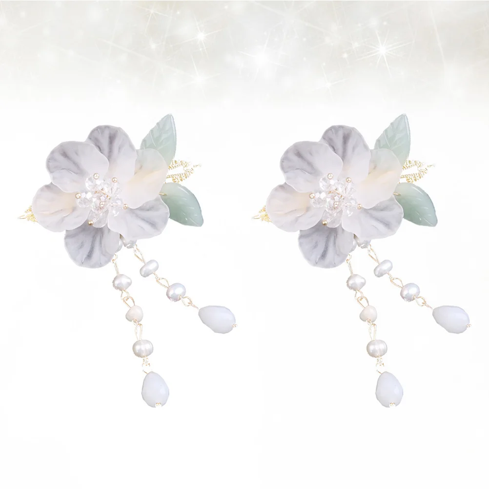 2 قطعة دبوس الشعر Hanfu كريستال شرابة مشبك شعر حفل زفاف أنيق إكسسوارات الشعر دبابيس الزخرفية النساء دبوس الشعر #6