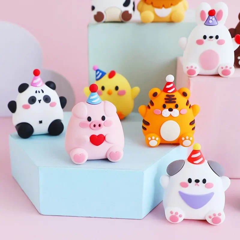 

Cute Animal Soft Rubber Cake Decoration Safari Animal Panda Lion Tiger Rabbit Baby Bear DIY Cake Decor Happy One Birthday Decor