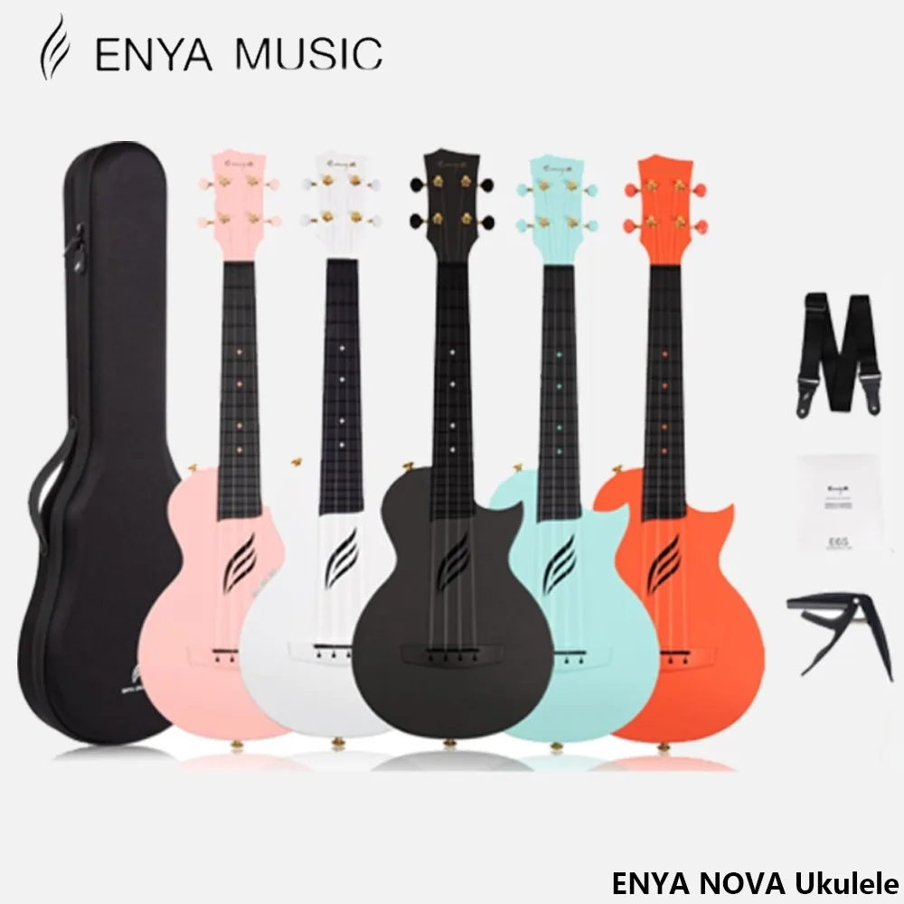 23 Inch Enya Nova U Simple Soprano Ukulele 53.3cm – Carbon Fiber Travel Ukulele – With Beginner Kit Includes