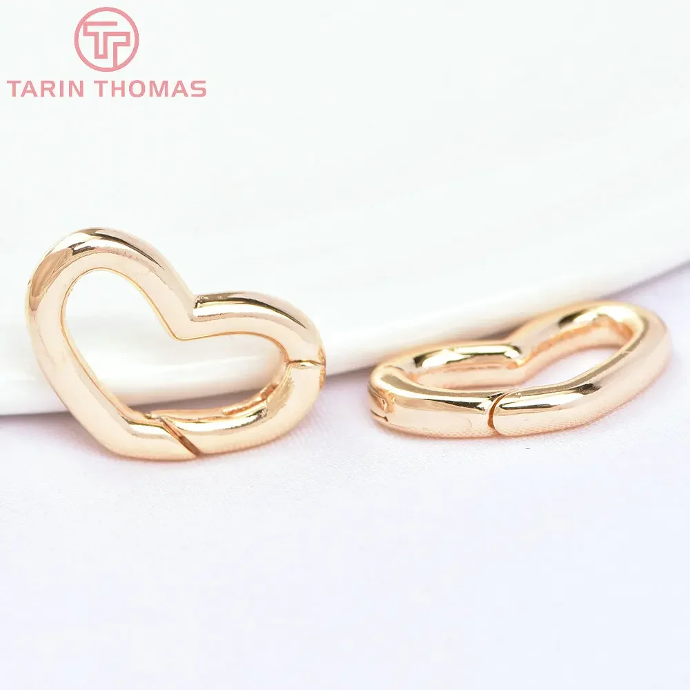 (601) 4PCS 17x11MM 24K Gold Color Brass Heart Connect Clasps for Charms Pendants High Quality Jewelry Making Findings Wholesale