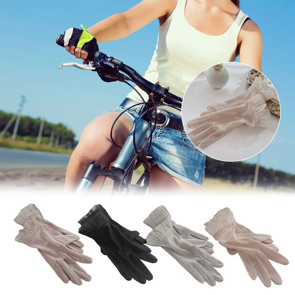 Sunscreen Touch Screen Gloves Breathable UV Protection Lace Thin Mittens Sun Protection Anti Slip Cycling Driving Riding Glove