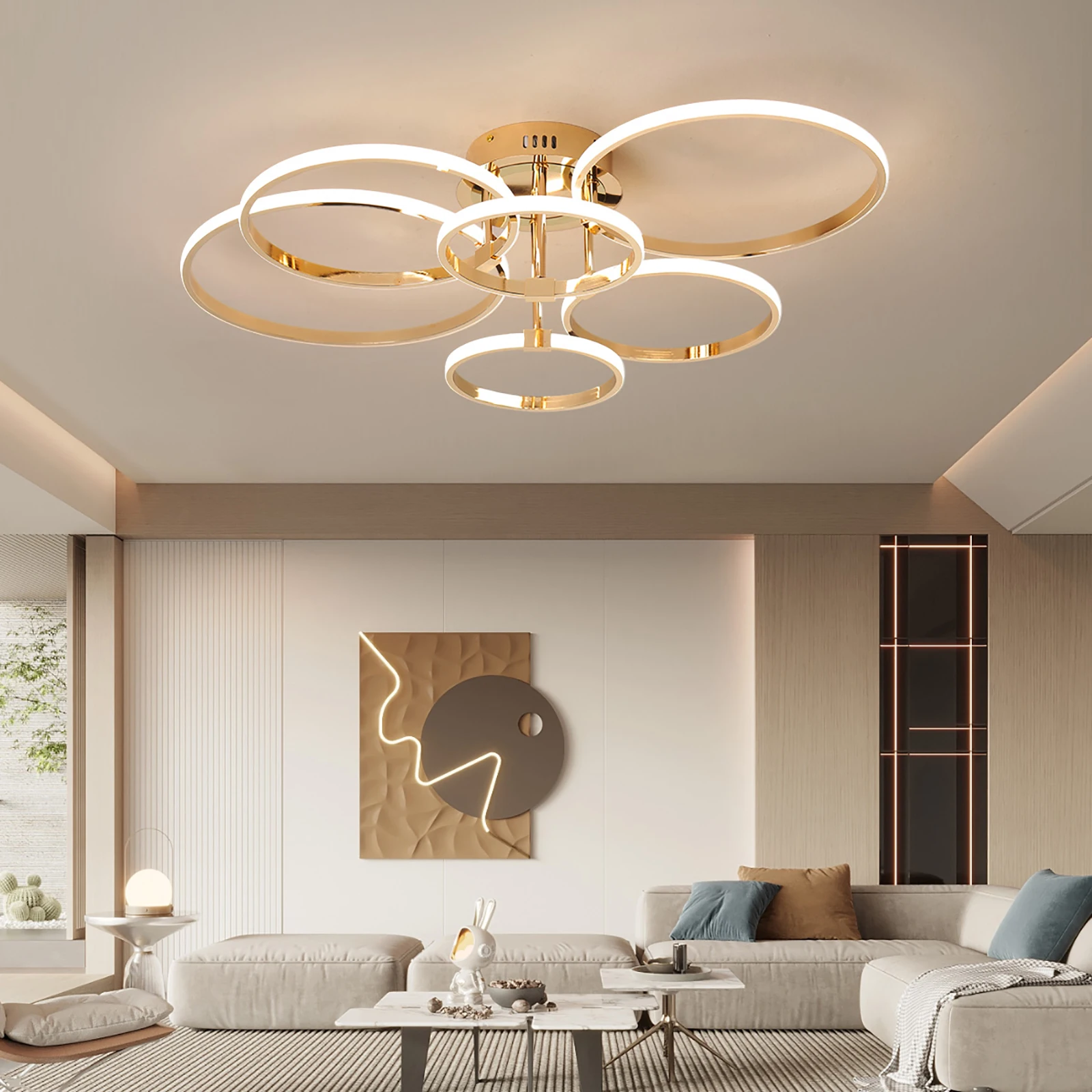 

Modern Led Chandelier Gold/Chrome Led Ceiling Lights For Living Bedroom Kitchen 4-6 Ring Dimmable Ceiling Chandelier lustre