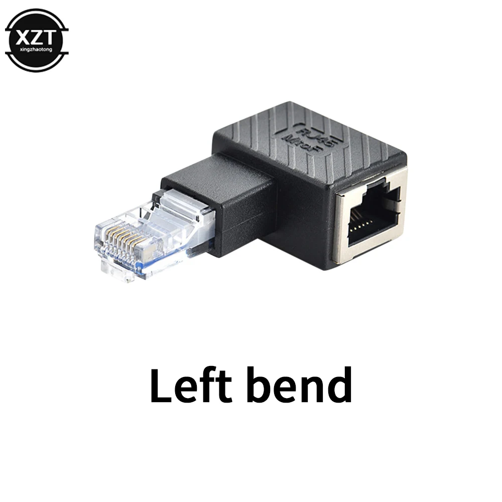 RJ45 Male To Female Converter 90 Degree Extension Adapter for Cat5 Cat6 LAN Ethernet Network Cable Connector Extender