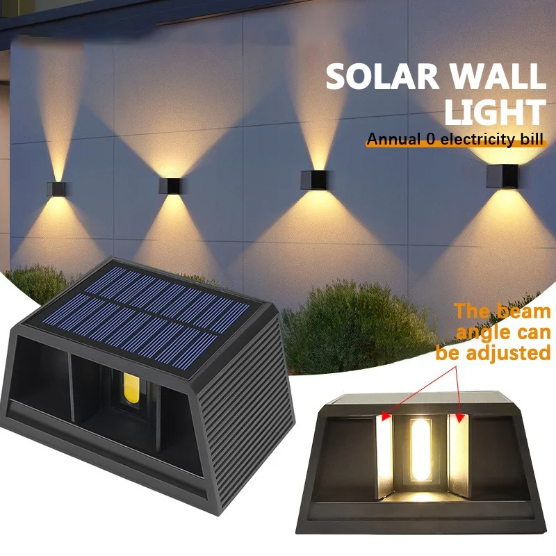 LED Solar Wall Lamp Waterproof Wall Lamp ABS 5W IP65 Adjustable for Up and Down Lighting Porch and Courtyard Decoration LIGHTS