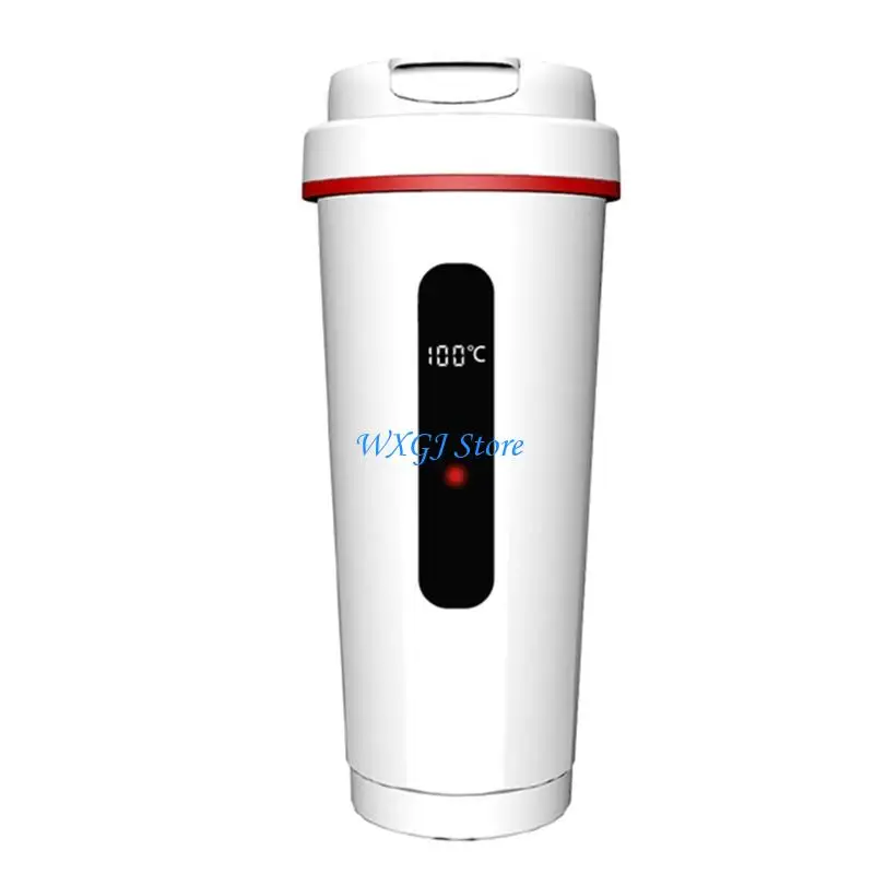 

37JE 12V 24V Car Heated Mug 500ml Digital Display Insulated Mug Car Electric Kettle Car Water Heating Kettle for Coffee