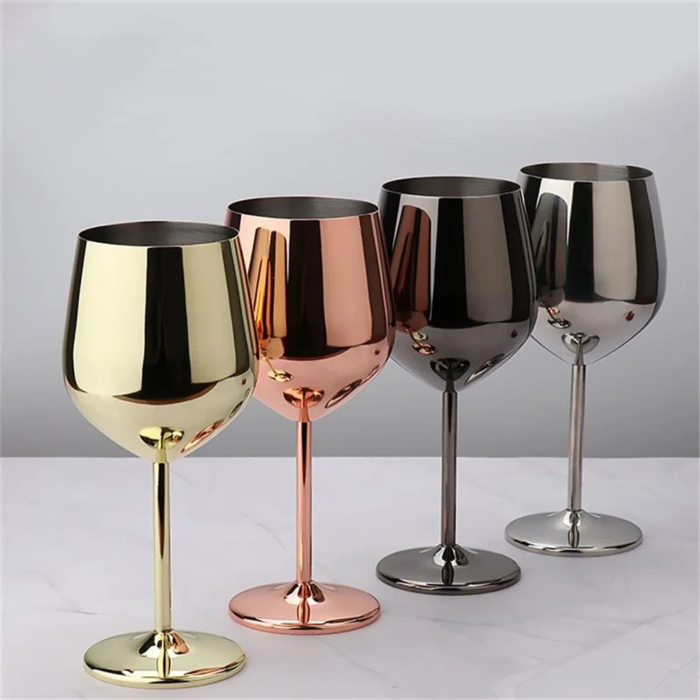 

500ml Stainless Steel Wine Glass Champagne Whiskey Glass Creative Metal Goblet Wine Cup For Home Barrel Type Drop-resistant
