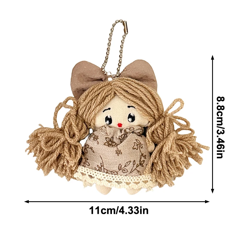 Plush Fabric Doll Keychain Cute Girl Character Pendant Handmade Soft Hanging Ornament For Backpack Purse Gift 11*8.8cm