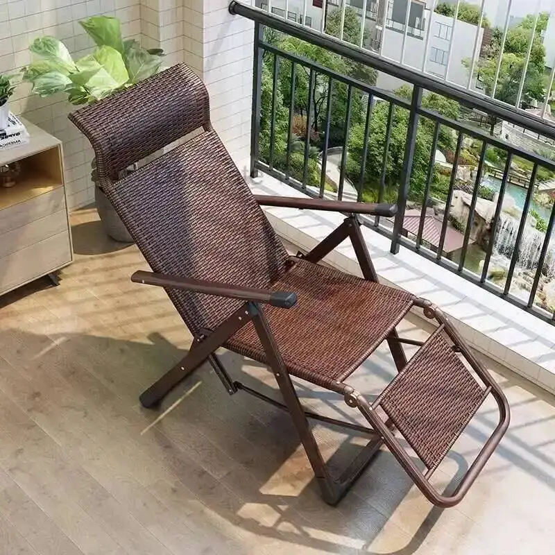 Rattan varanda cadeira de acampamento dobrável bronzeamento piscina moderna relaxar terraço lounge cadeira natação parque piso silla de playa móveis