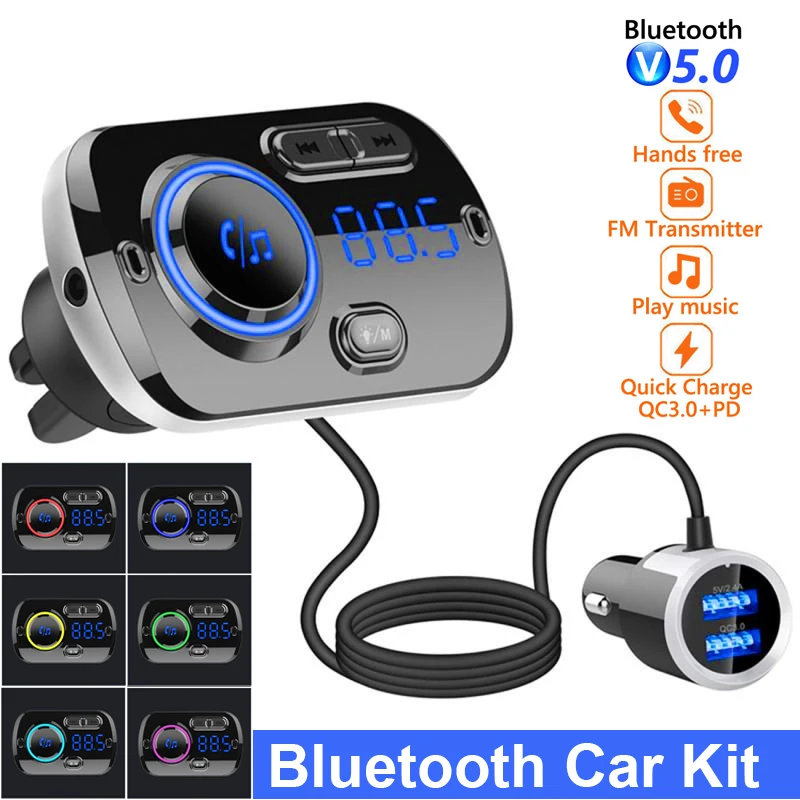 

Car Hands Free Bluetooth Kit FM Transmitter Music MP3 Player Speaker with Cigarette Lighter Adapter USB Charging Socket