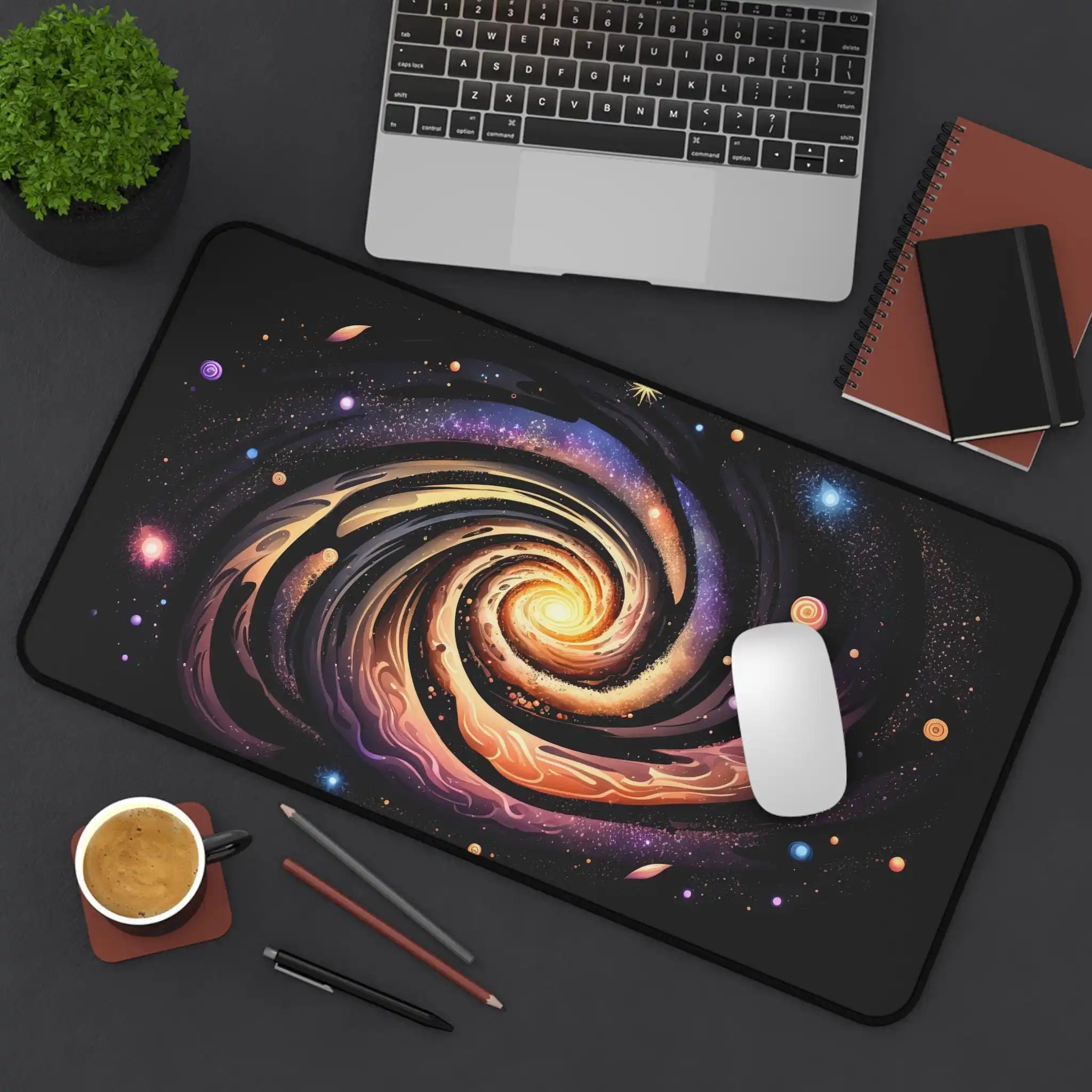 

Настольный коврик Spiral Galaxy, космический коврик для мыши, украшение для рабочего стола с астрономией, офисные аксессуары Nebula Galaxy, кавайный настольный коврик XXL
