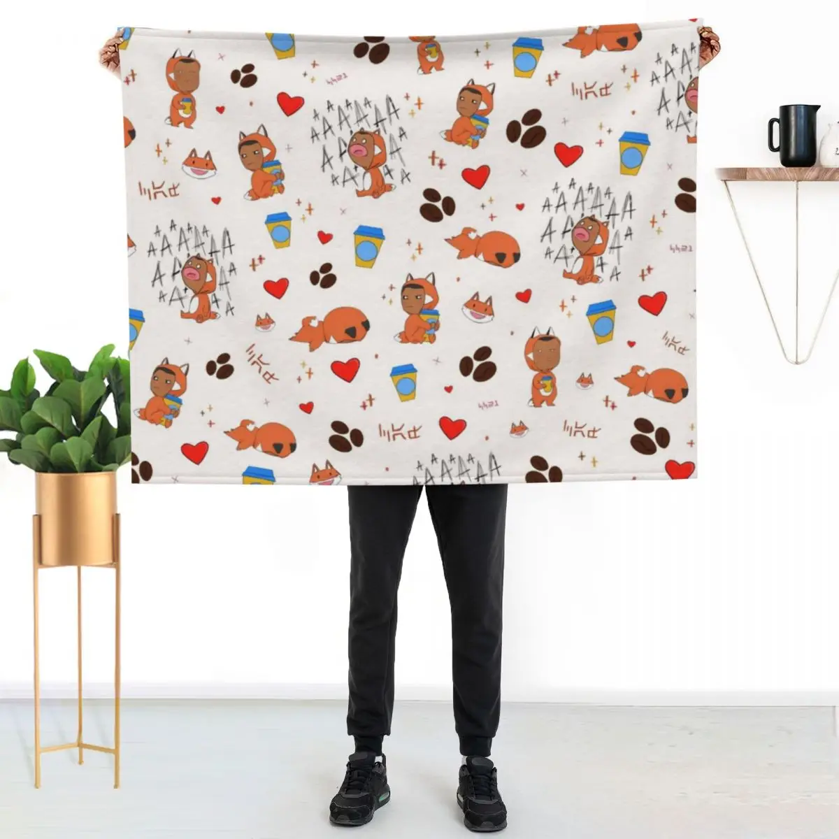 Fox N Caf Scatter Print Throw Blanket Heavy Flannel Fabric Quilt Personalized Gift Fashion Sofas Picnic Blankets