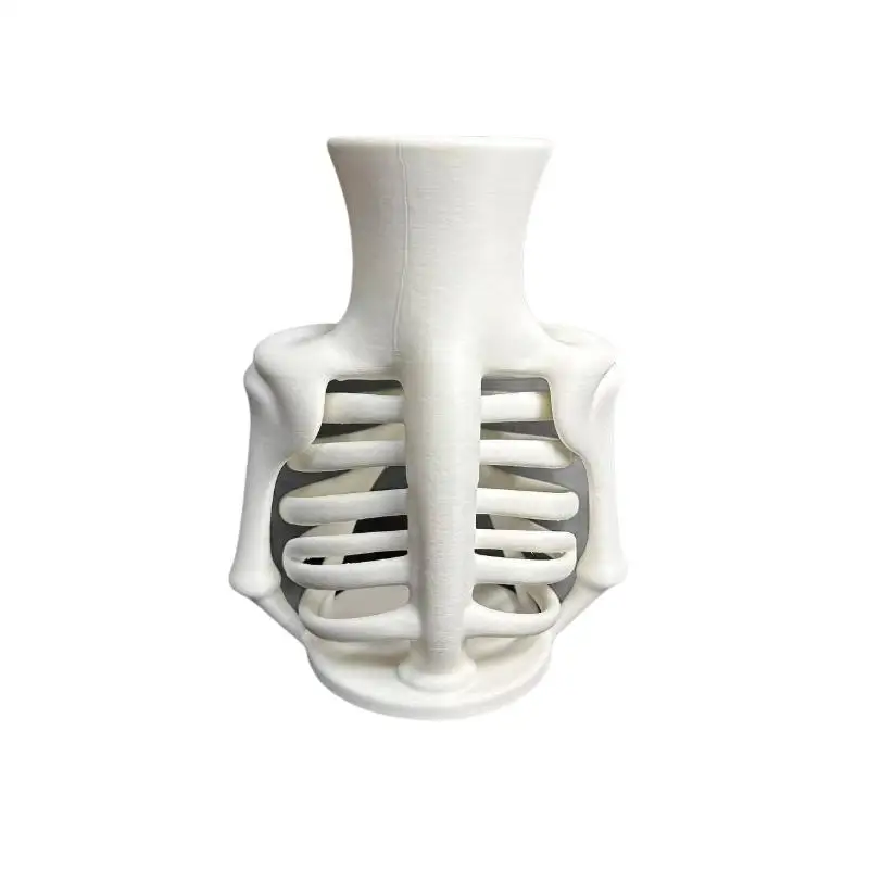 Weiße 3D-gedruckte Skelett-Brustkorbe-Vase, einzigartiges Gothic-Design, perfekt für Halloween-Heimdekoration, Geschenk für Gothic-Liebhaber. – Detail 8