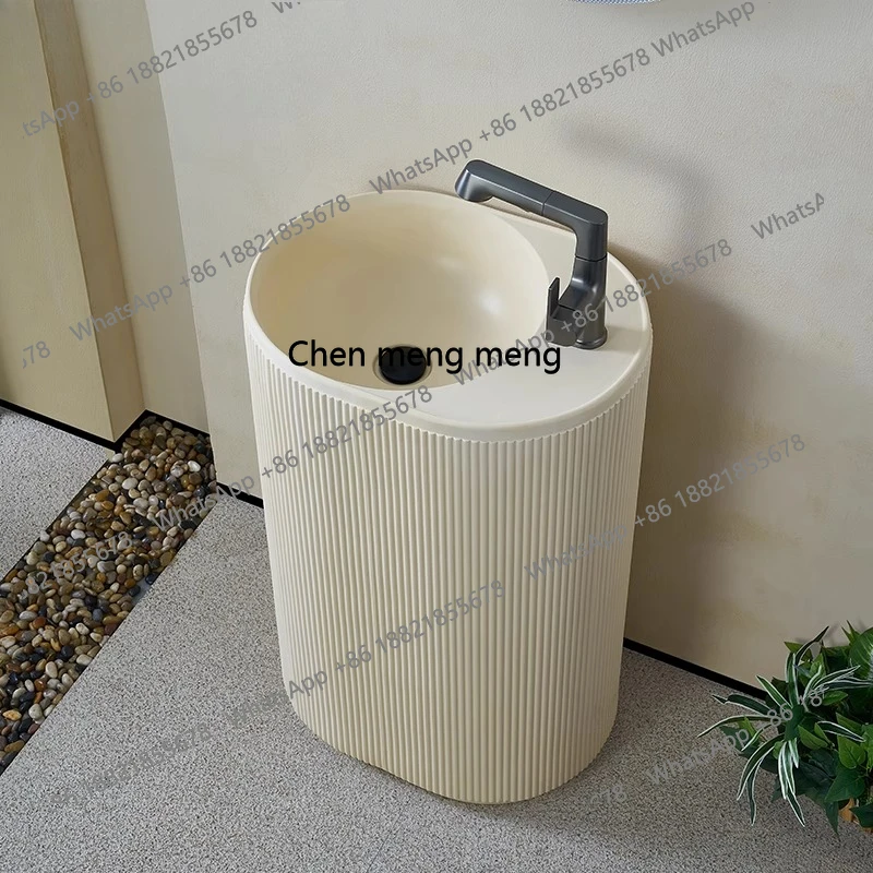 

MF Garden outdoor art integrated floor-to-ceiling wash basin, villa column wash basin oval