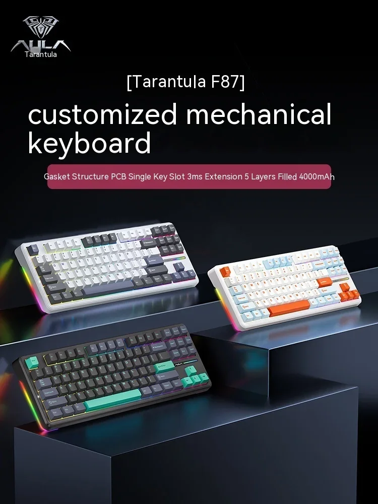 

Aula F87 Mechanical Keyboard Tri Mode 2.4g Bluetooth Wired Gaming Keyboard Rgb Backligght Customization E-Sports Gamer Keyboard