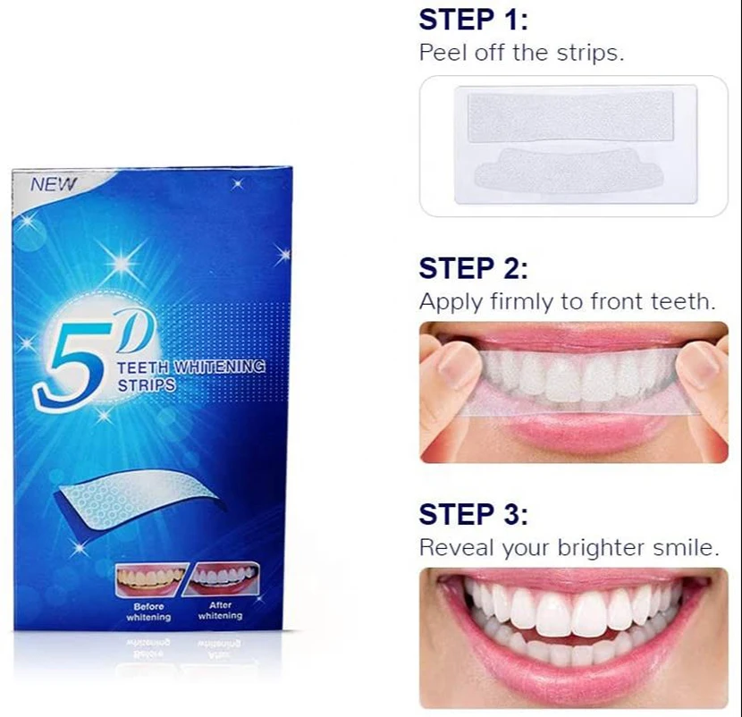 Summer New Activated Charcoal Teeth Whitening Strips Double Elastic Oral Hygiene Care Bleaching Strips 5D Gel Teeth Whiten Tools