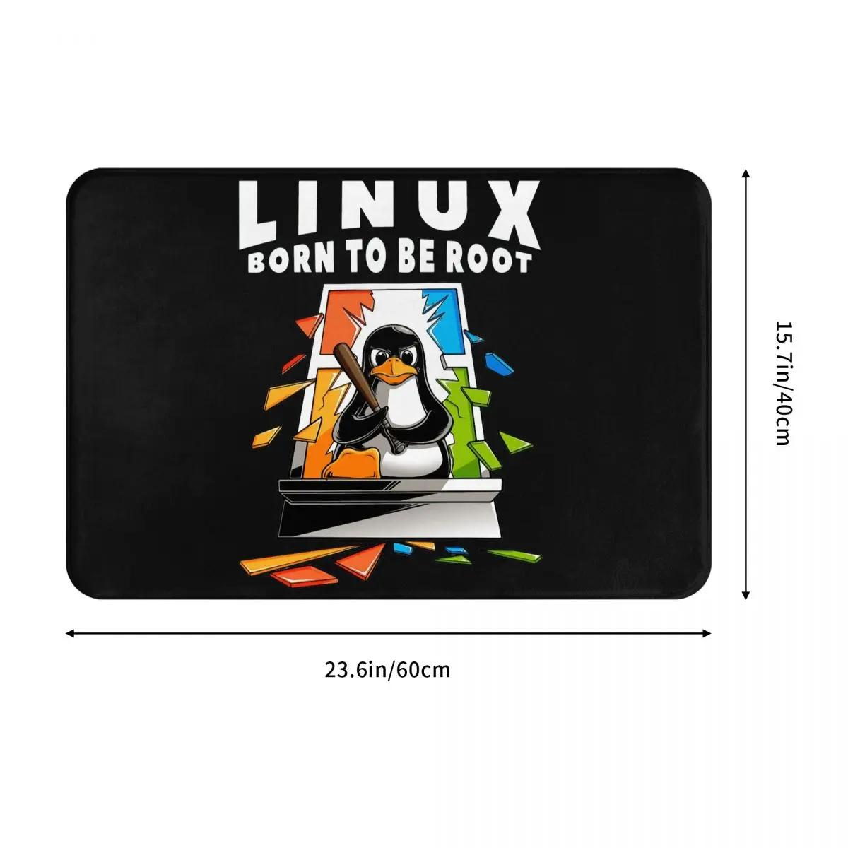 Linux Operating System Tux Penguin Kitchen Non-Slip Carpet Window Crash Root Illustration Bedroom Mat Welcome Doormat Home Rug