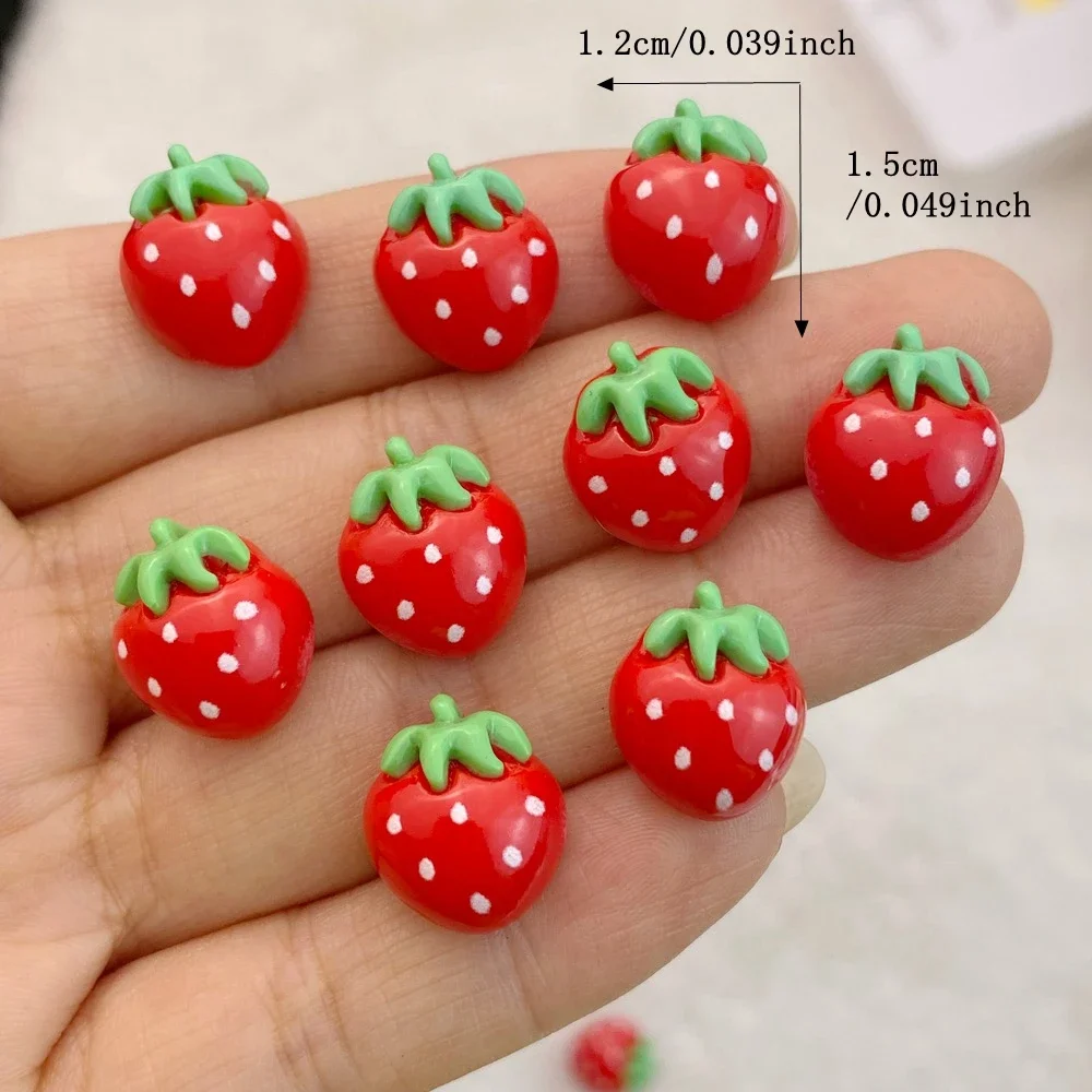 20PCS New Cute mini strawberries 3D Cabochon Scrapbooking DIY Jewelry Ornament Manicure Decorate Accessories