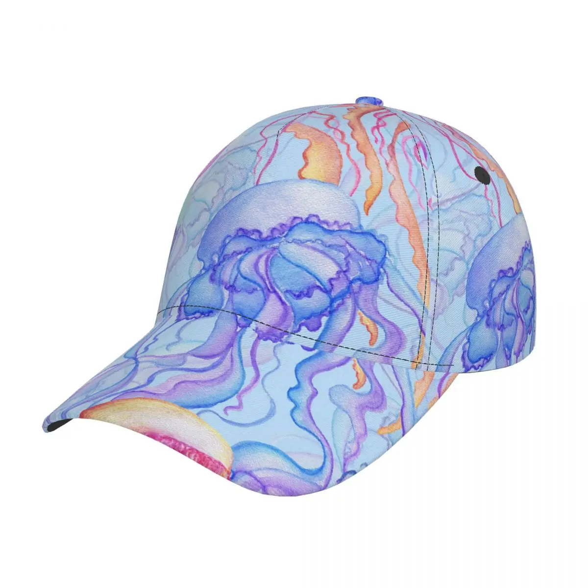 Skuilles Cap Unisex Adjustable Cap for Adult Baseball Cap Watercolor Jellyfish On Blue Background Cap hip hop cap Hat