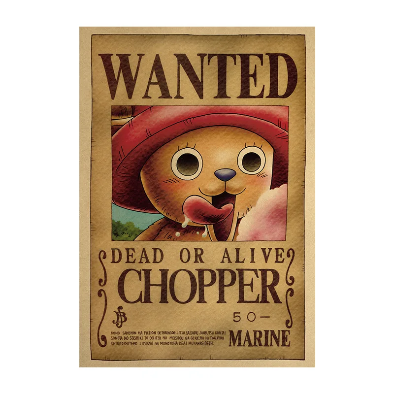 10Pcs Set One Piece Luffy Kraft Paper Bounty Poster Zoro Nami Nico Figures Anime Decorative Painting Wanted Posters Kid Toy Gift