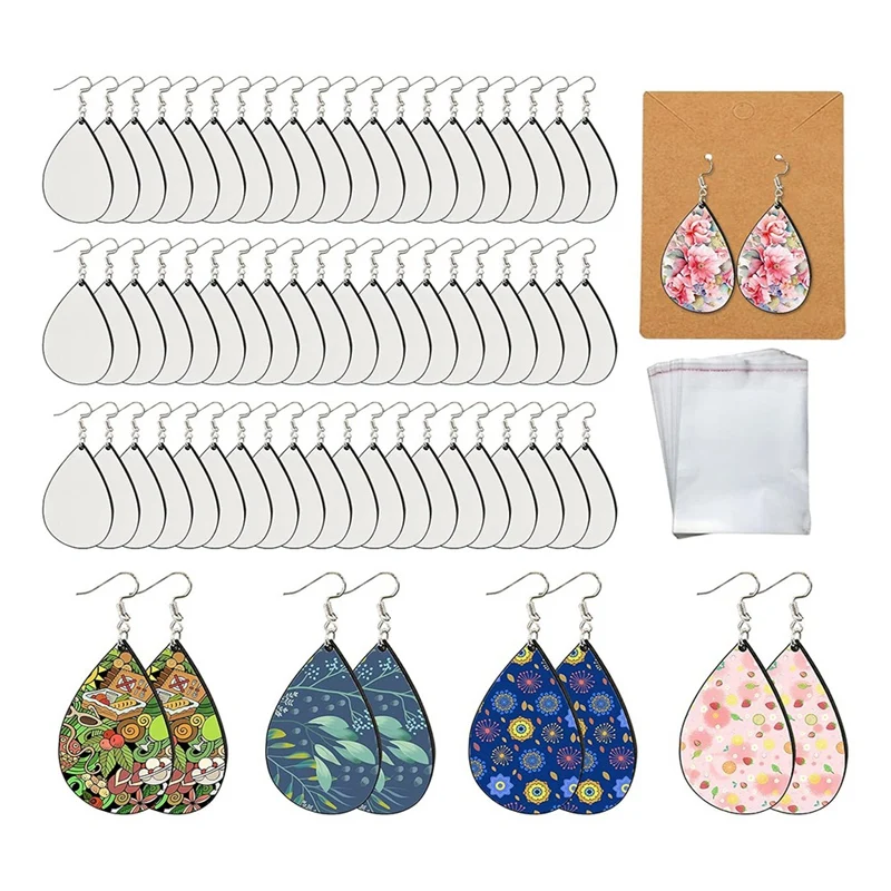 

70Pcs Sublimation Earring Blanks Bulk Double-Sided MDF Wood Blank Sublimation Earring For Sublimation Earrings Printing