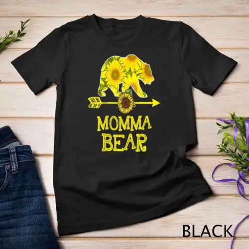 Thanksgiving Shirt For Mom Momma Bear Sunflower Unisex T-shirt