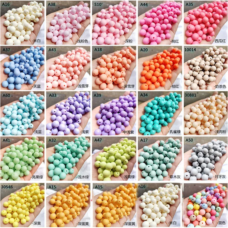 

Newest 22 Colors Rubber Frosted Acrylic Round Gumball Beads 8mm 10mm 12mm 14mm Bubblegum Necklace Bracelet Earring Beading DIY