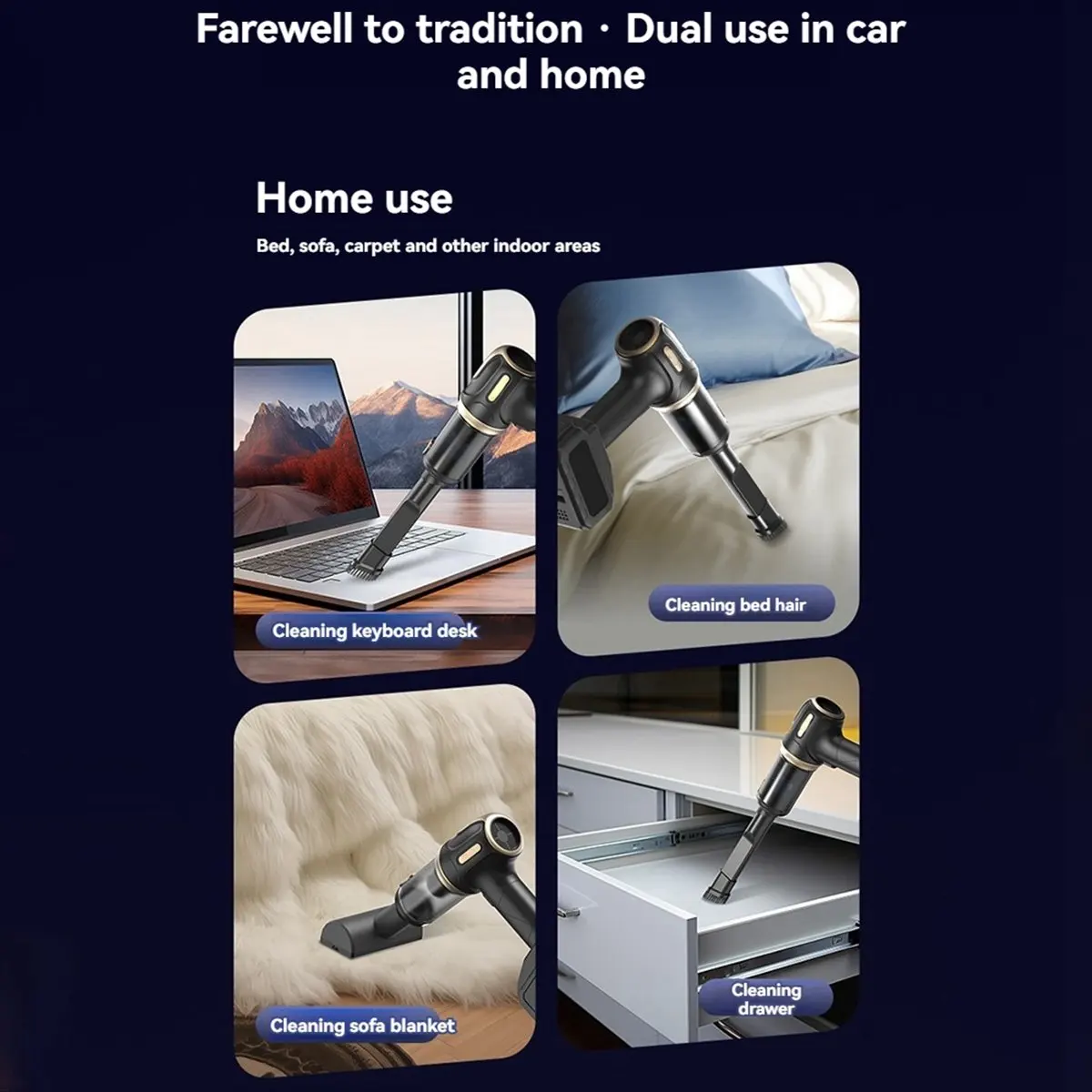 feelfeel Car Household Vacuum Cleaner Powerful Vacuum Cleaner Portable Cordless Vacuum Cleaner 21000PA Household Mini Hair Dryer