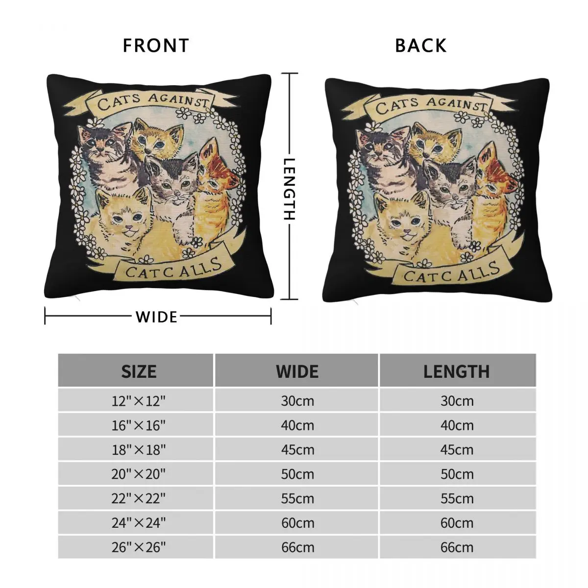 Cats Against Cat Calls Square Pillowcase Polyester Linen Velvet Printed Zip Decorative Pillow Case Room Cushion Cover 45x45