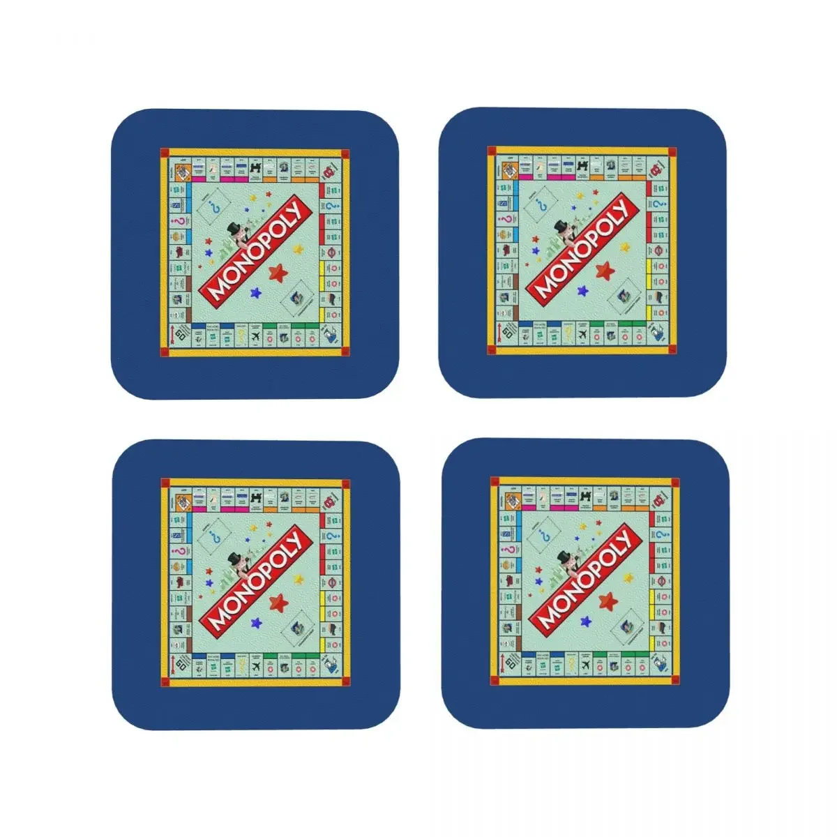 Monopoly Board Game Classic Coasters Kitchen Placemats Waterproof Insulation Cup Coffee Mats For Home Tableware Pads Set of 4