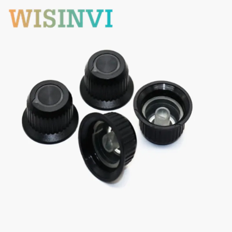 5pcs Light‑Transmitting 180° D‑Shaft Potentiometer Knob Cap 24.5×31×16mm 6mm Half‑Shaft Light Guide Rotary Knob for Amplifier