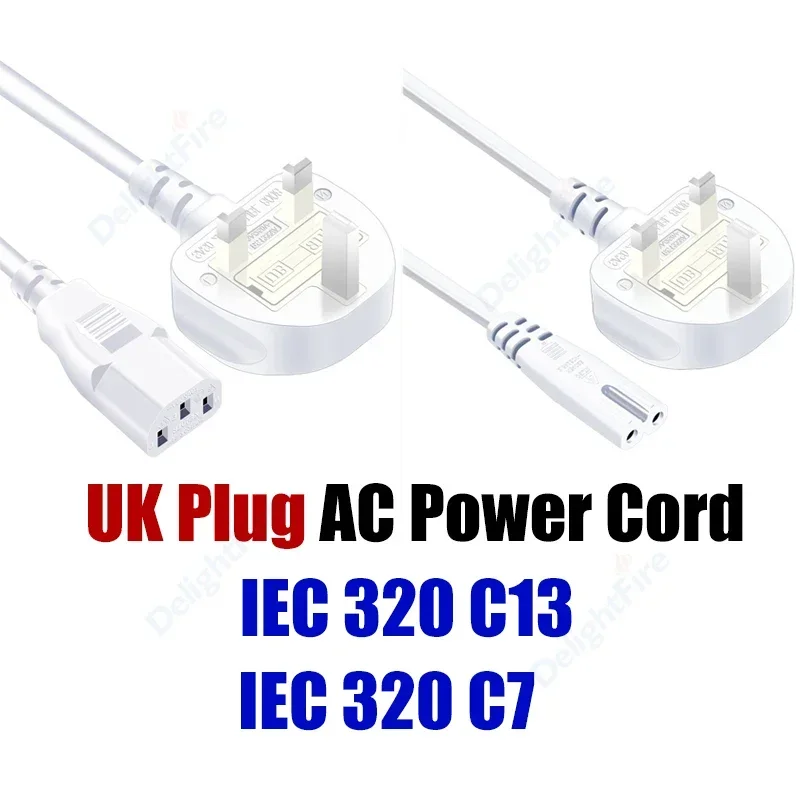 UK Plug AC Power Supply Cable C13 C7 1.5/1.8/3m Type G Power Extension Cord for PC Computer Host Medical Server Desktop Printer