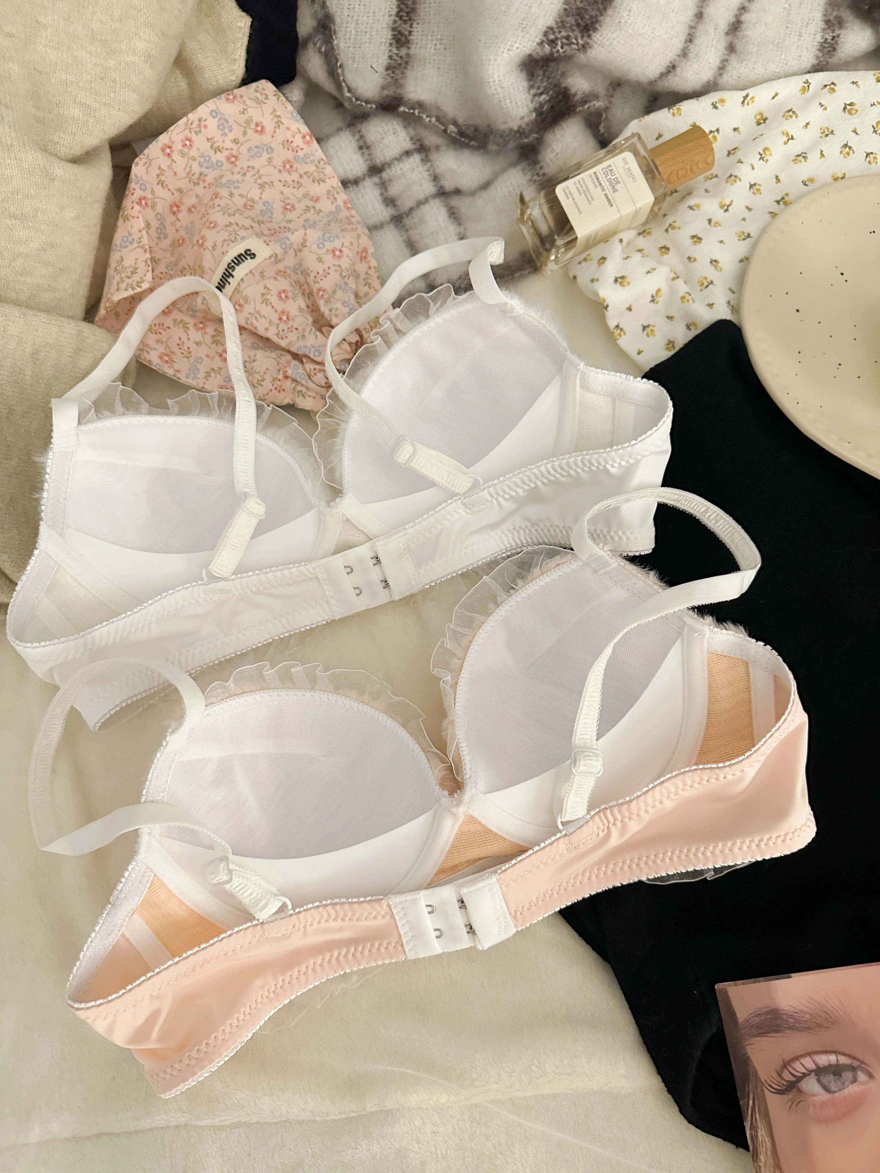 Plush Underwear Girls Small Breasts Support Lingerie Thin Section Comfortable Cute Bra Set without Steel Ring