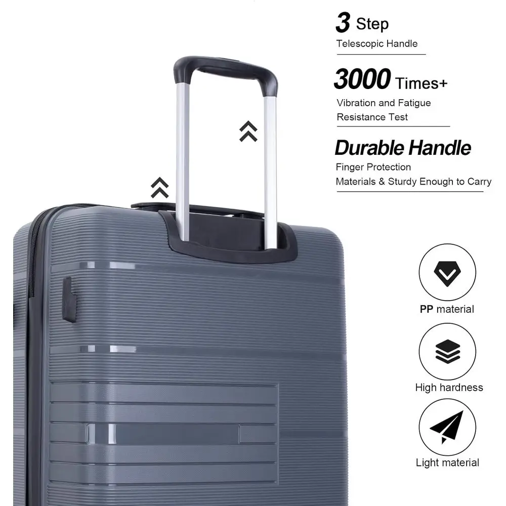 Gray 3-Piece Spinner Luggage Set with TSA Lock, Lightweight Hardshell, Sizes 20, 24, 28