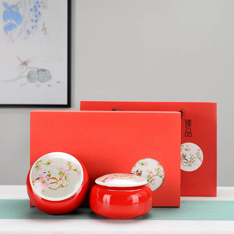 Chinese Style Classical High-Grade Tea Packing Boxes Box Black Tea Green Tea Ceramic Storage Tank