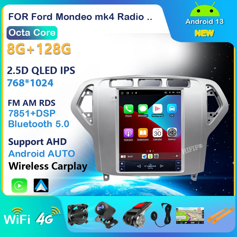 

Android 13 Car Radio for Ford Mondeo mk4 Galaxy A/C 2007-2010 Multimedia Video 2Din 10.4" 4G WIFI GPS Carplay Navigation DSP