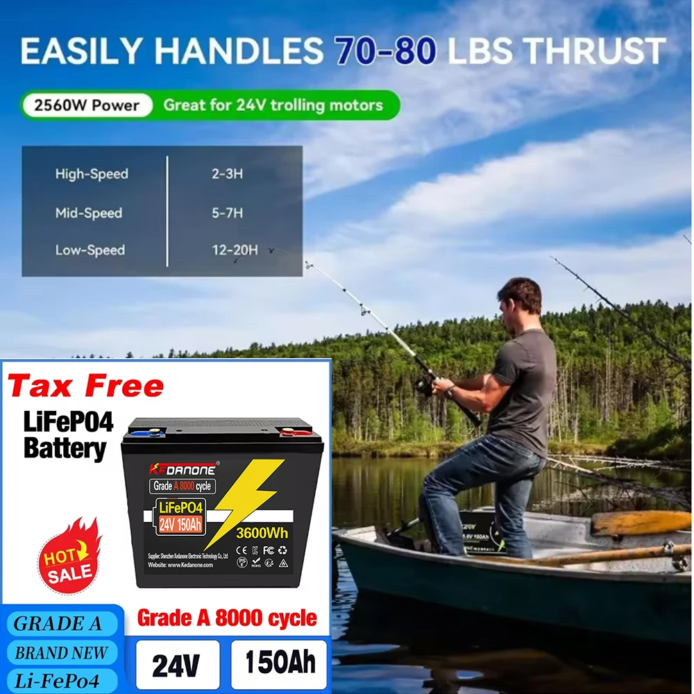 

⚡24VLiFePO4 Battery Built-in 220Ah BMS RV Rechargeable Lithium Iron Phosphate Solar Power System RV House Trolling Motor.