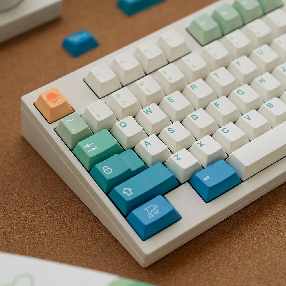 FBB Keycaps Summer Island Theme Mechanical Keyboard Key Cap MX Switches DIY Gift Accessory 60% 75% 80% 96% 100% Keycap 1.7mm