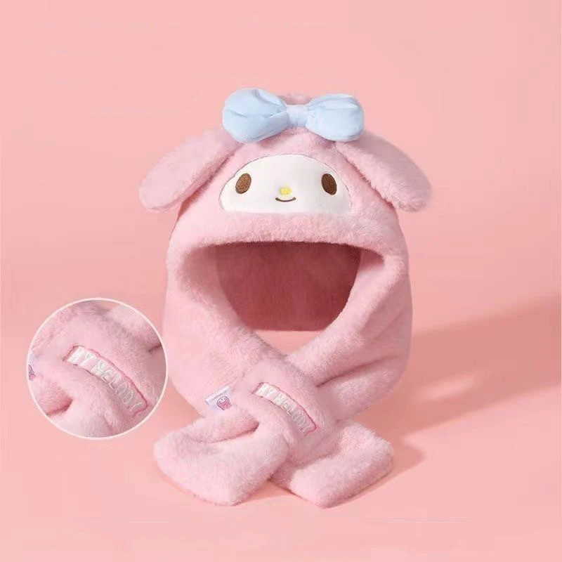 Sanrio Hat Gloves Scarf Combination Set Children's Winter Outdoor Warm Cartoon Three-Piece Set Kuromi My Melody Clothing Gift