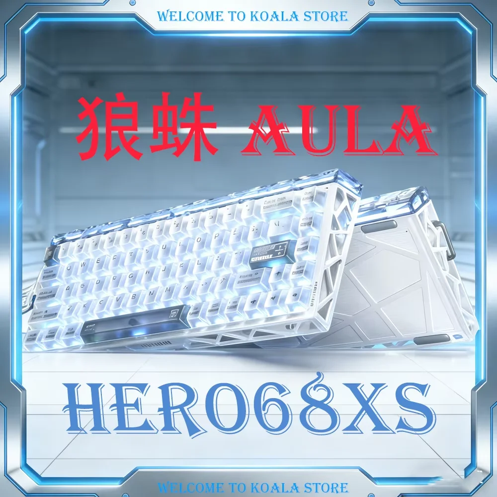 

Беспроводная игровая клавиатура AULA HERO68XS с магнитными переключателями, три режима подключения, частота опроса 8K, RGB-подсветка, полый корпус, аксессуары для ПК и киберспорта, подарок