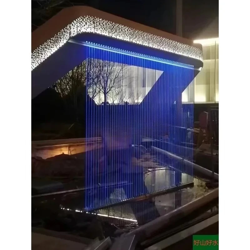 Custom Indoor  Water Curtain  Wall with Stainless Steel Mesh Durable Waterfall Effect Made Of  High Quality Stainless Steel Wire