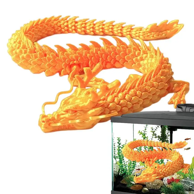 3D Printed Dragon Handicraft Chinese Dragon Model Fish Tank Landscaping Decoration Movable Jointed Dragon Statue 17.72 Inch