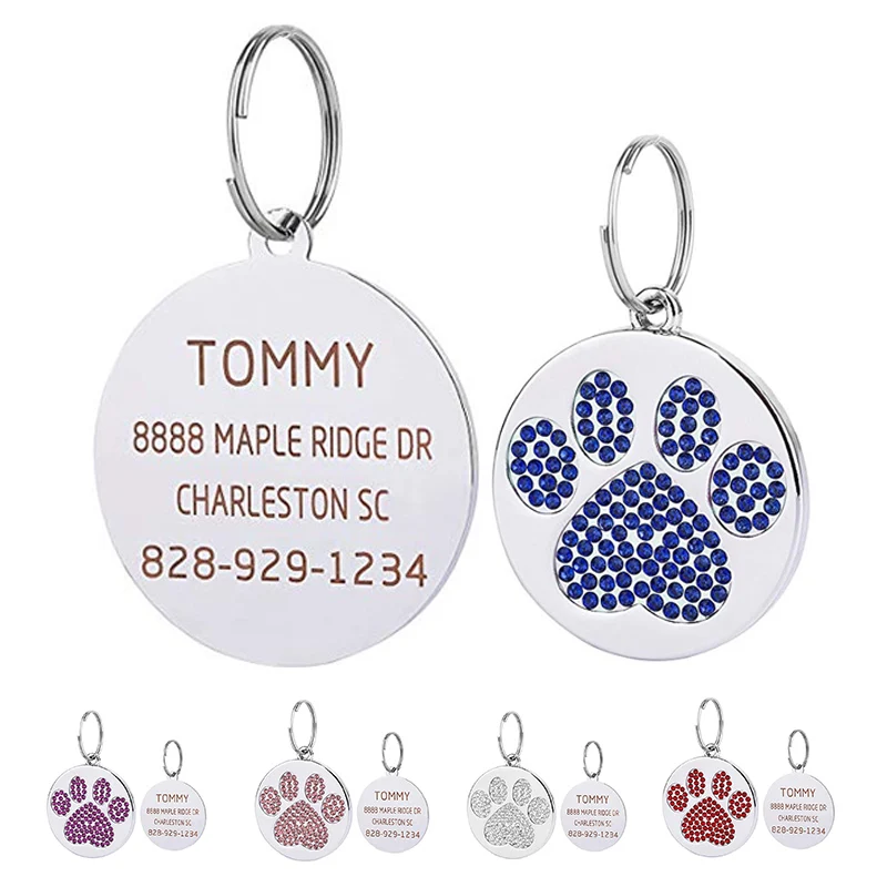 Personalized ID Tags for Dog Collars Luxury Stainless Steel Customized Engraved Name ID Tag for Cat Puppy Dog Custom Pet ID Tag