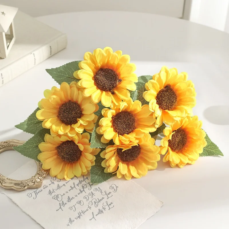 45 cm künstliche Sonnenblumen-Sonnenblumen aus künstlicher Seide, Sonnenblumen für Heimdekoration, Braut- und Hochzeitsstrauß, Blumenarrangement – Detail 4