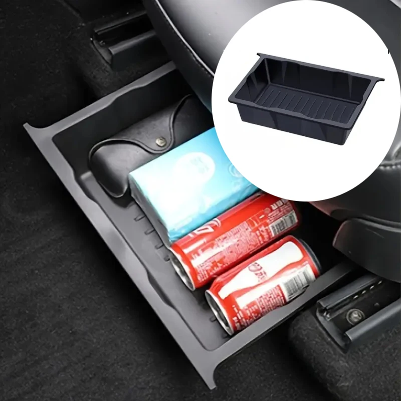 

ABS Seat Storage Box Hidden Tray Automotive Parts Plastic Car Storage Rack Under Seat Organizer Box Car Interior Storage Tray