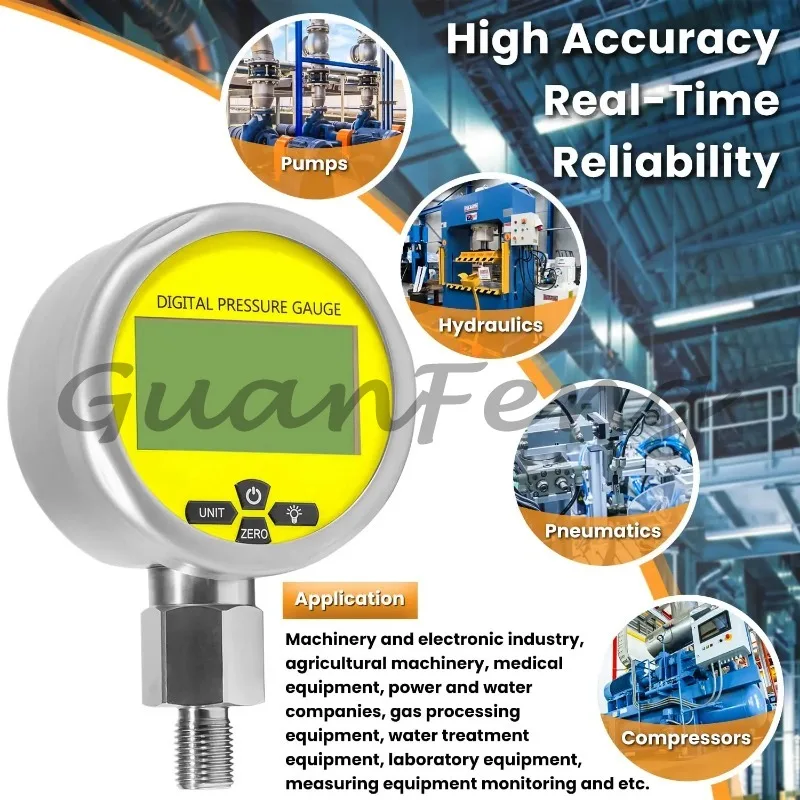 10000 PSI Digital Hydraulic Pressure Test Kit 1‑Gauge 1‑Hose 2‑Couplers Manometer Tester
